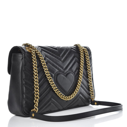 Gucci Calfskin Matelasse Medium GG Marmont Shoulder Bag Black 3 of 11