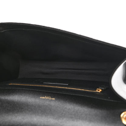 Saint Laurent Grain De Poudre Textured Mixed Matelasse Large Triquilt Monogram Satchel Black 5 of 12