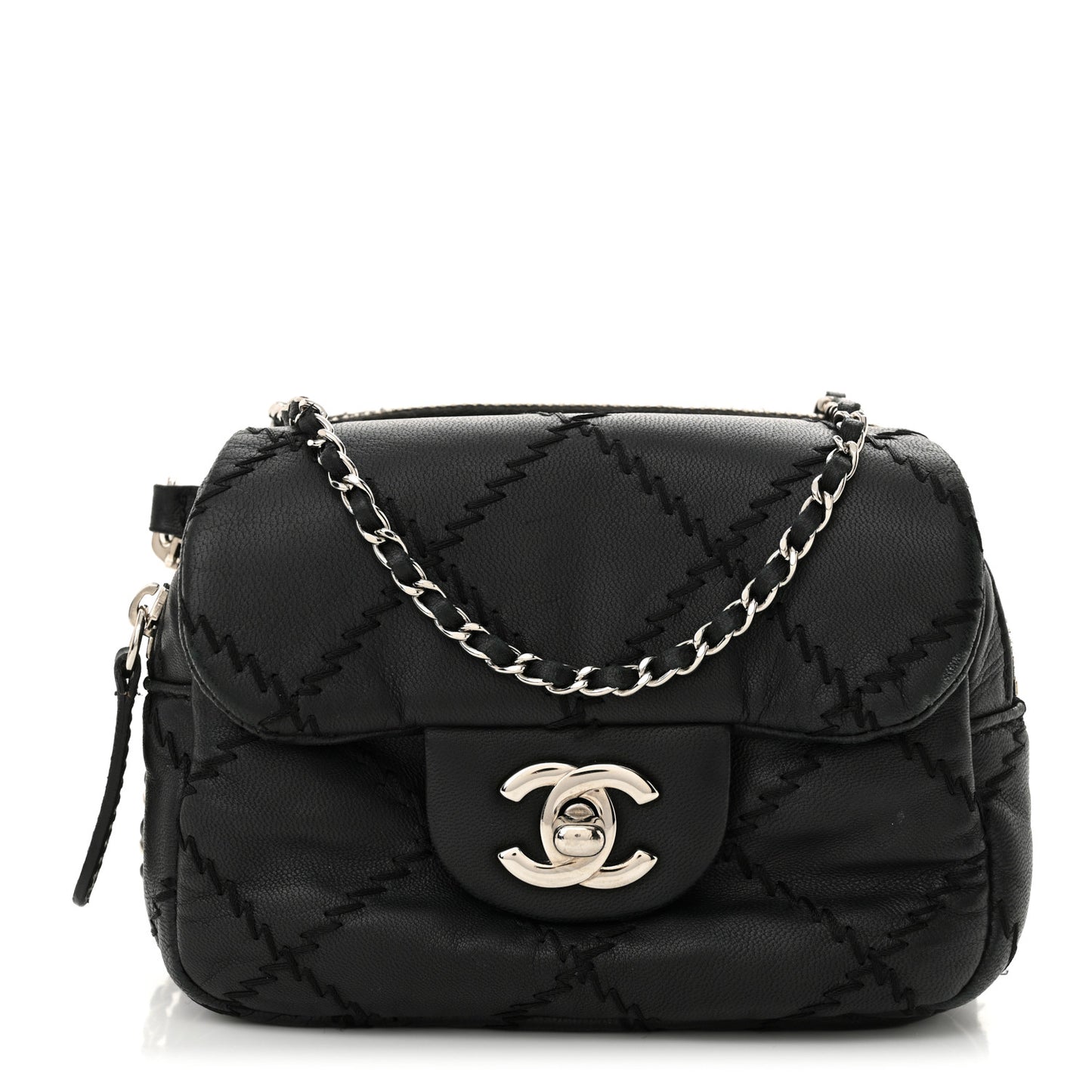 Lambskin Stitched New Mini Flap Black