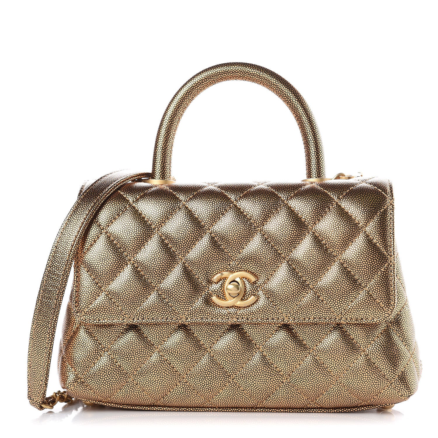Chanel Metallic Caviar Quilted Mini Coco Handle Flap Gold 1 of 10