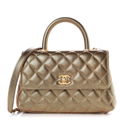 Chanel Metallic Caviar Quilted Mini Coco Handle Flap Gold 1 of 10