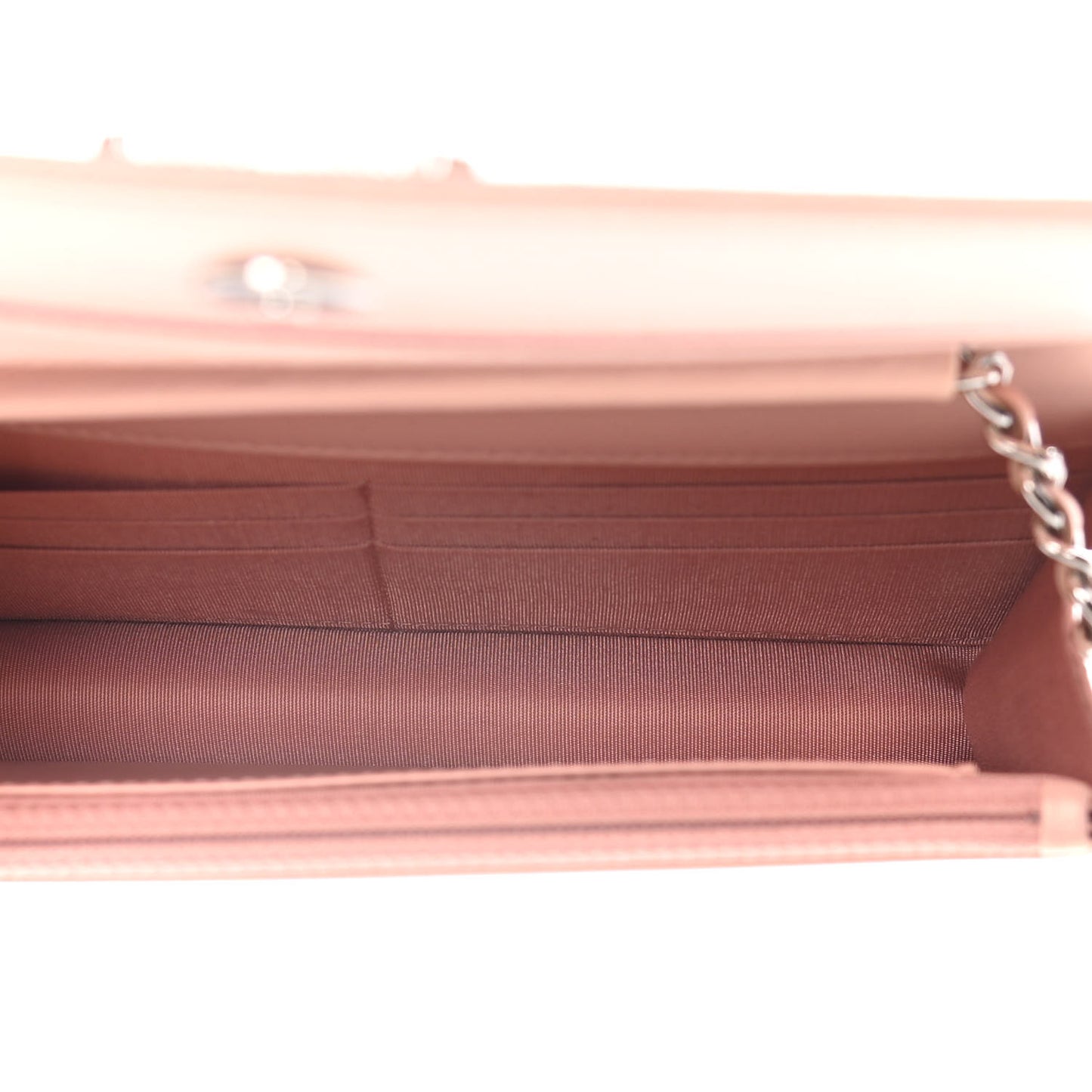 Metallic Caviar Quilted Vintage Mademoiselle Wallet On Chain WOC Light Pink