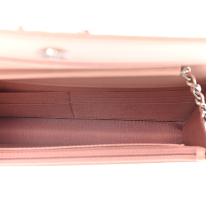 Chanel Metallic Caviar Quilted Vintage Mademoiselle Wallet On Chain WOC Light Pink 4 of 13