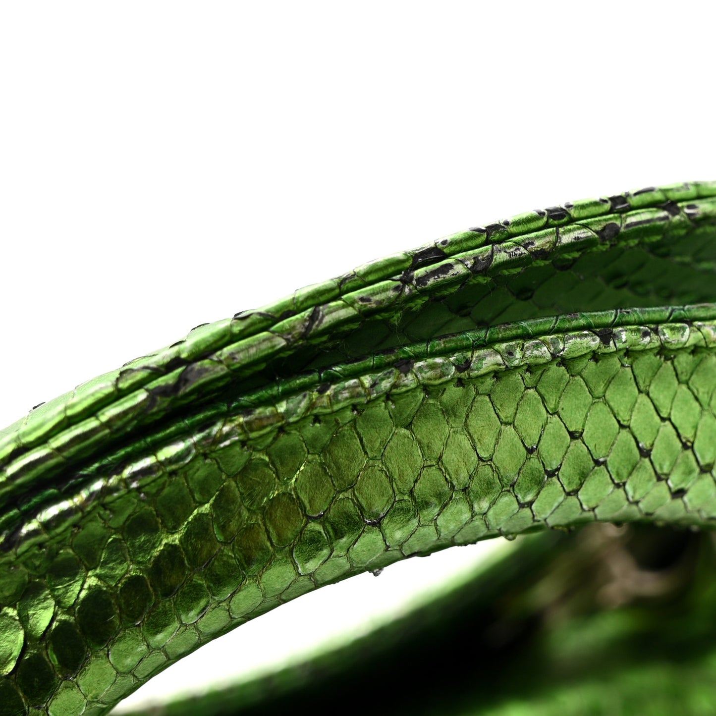 Metallic Snakeskin Mini Lady Dior Green