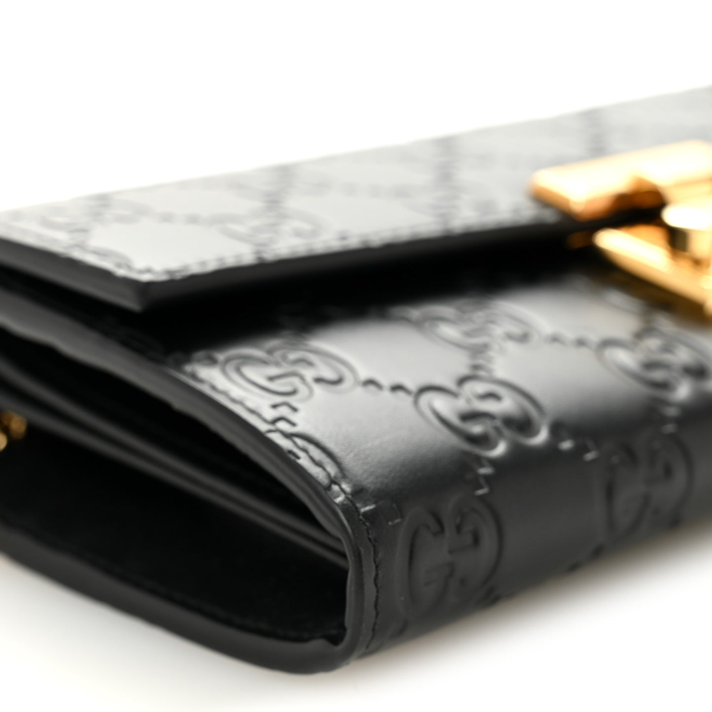 Guccissima Padlock Continental Chain Wallet Black