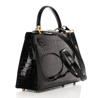 Hermes Shiny Alligator Kelly Sellier 25 Black 3 of 11