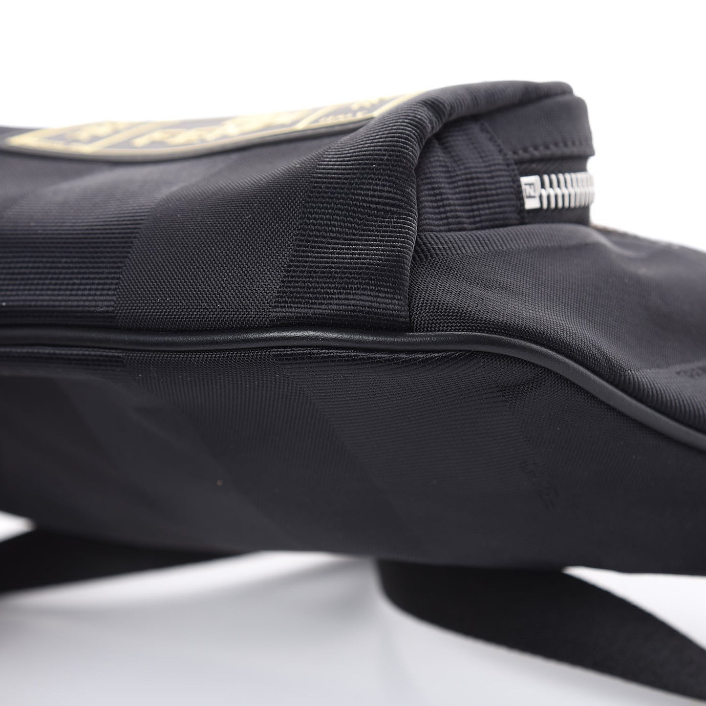Nylon Vitello Century Pequin Logo Plate Pocket Belt Bag Black