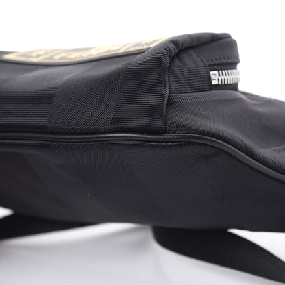 Fendi Nylon Vitello Century Pequin Logo Plate Pocket Belt Bag Black 9 of 9