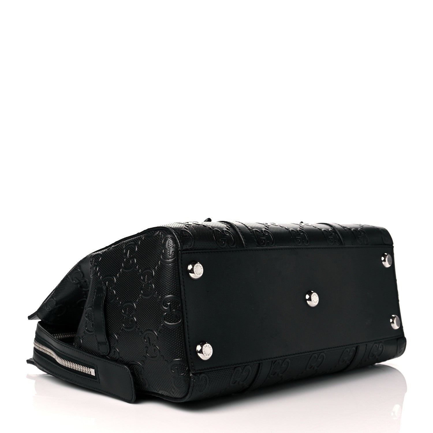 Gucci Calfskin GG Tennis Embossed Tote Bag Black 3 of 10