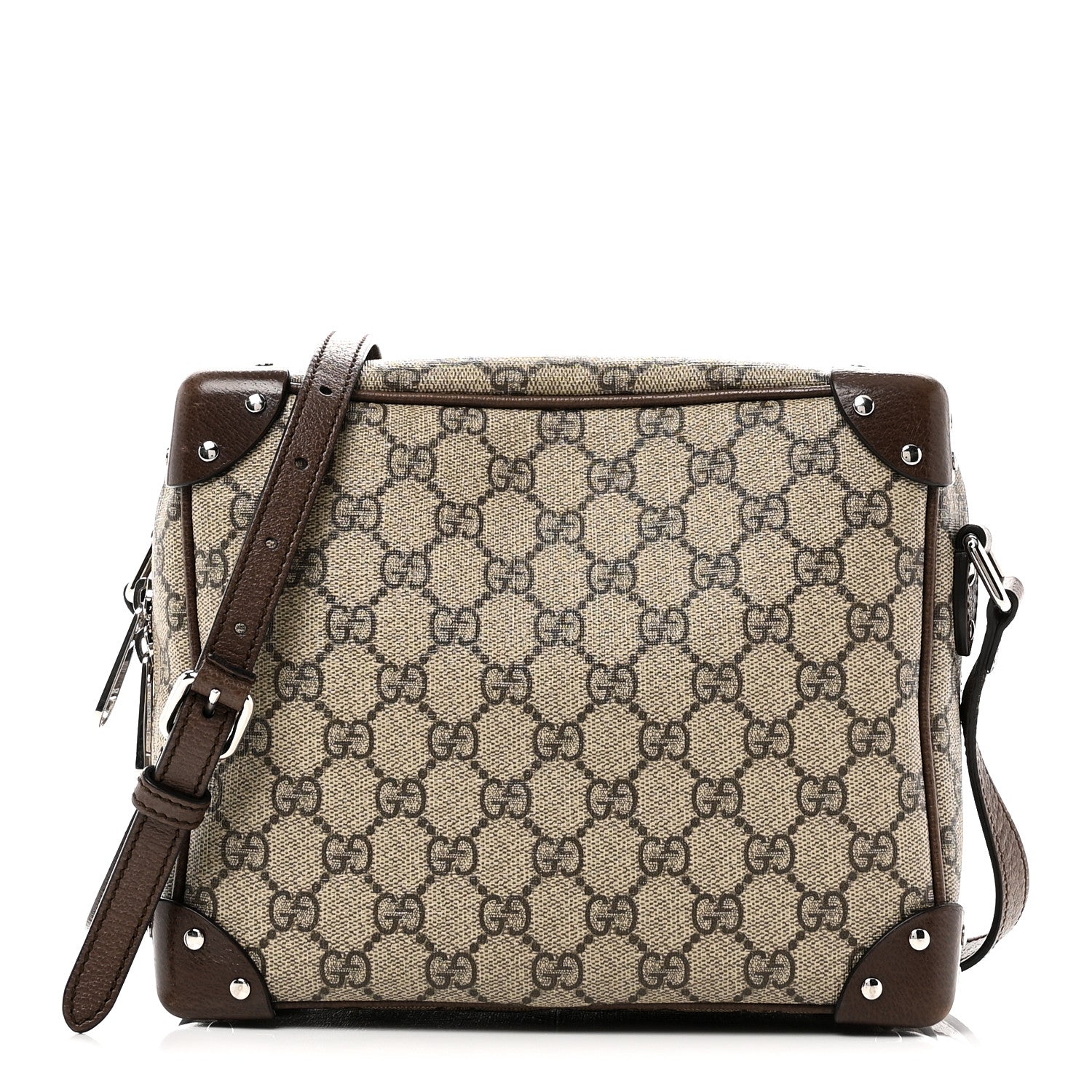 Gucci GG Supreme Monogram Textured Calfskin Square Messenger Bag Beige Ebony New Acero 1 of 11