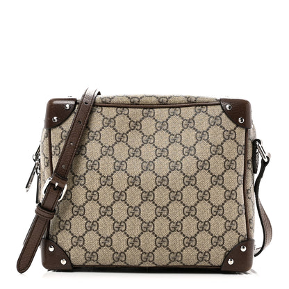 Gucci GG Supreme Monogram Textured Calfskin Square Messenger Bag Beige Ebony New Acero 1 of 11