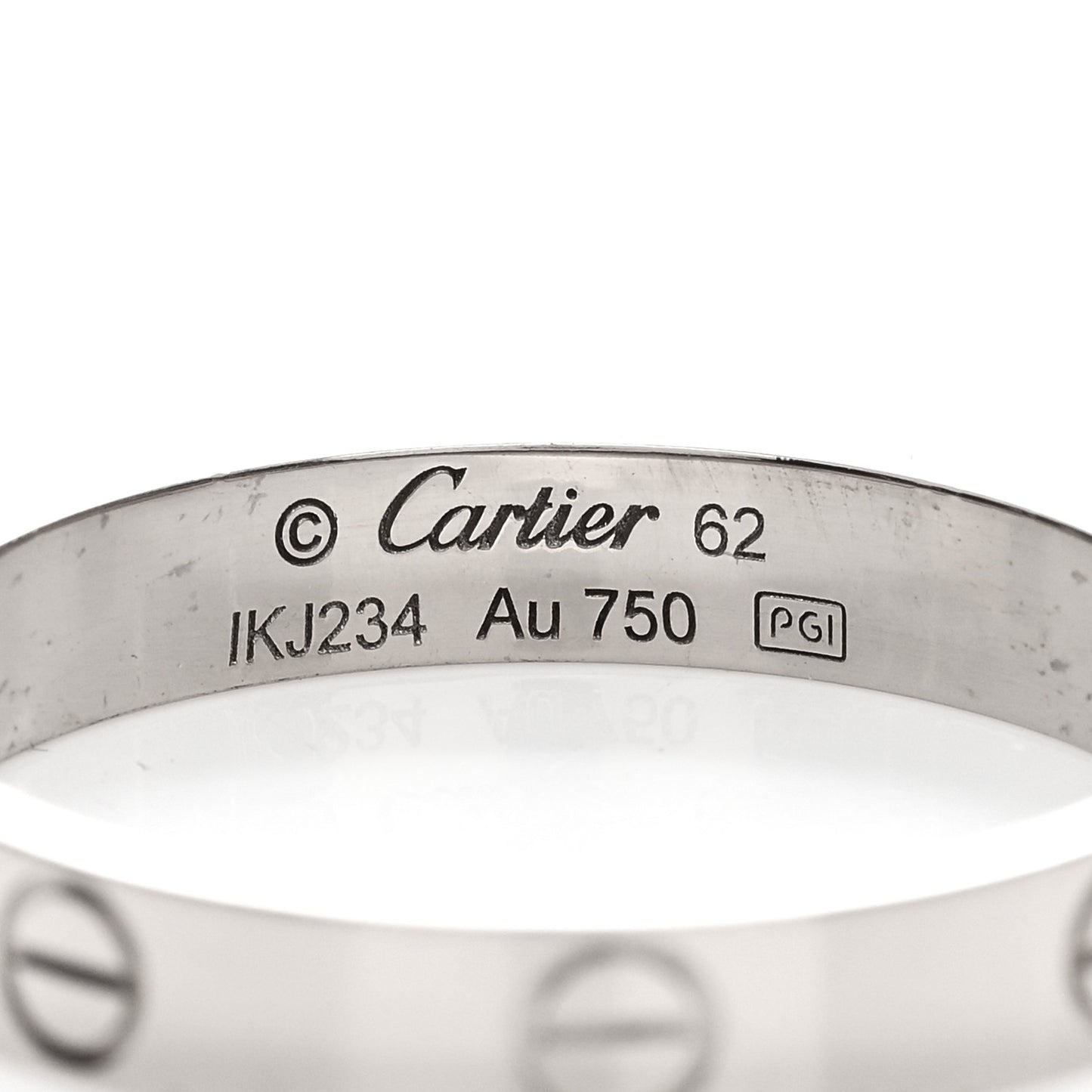 18K White Gold 3.5mm LOVE Wedding Band Ring 62 10