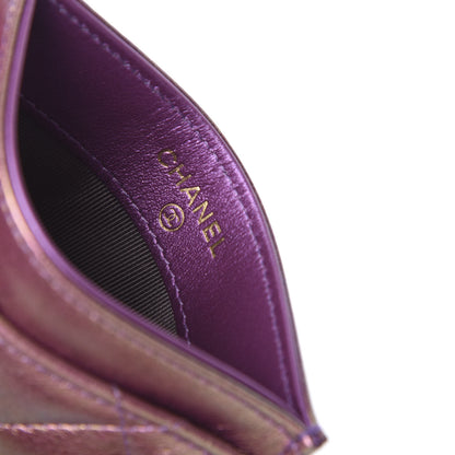 Chanel Iridescent Lambskin Quilted Card Holder Purple 6 of 8