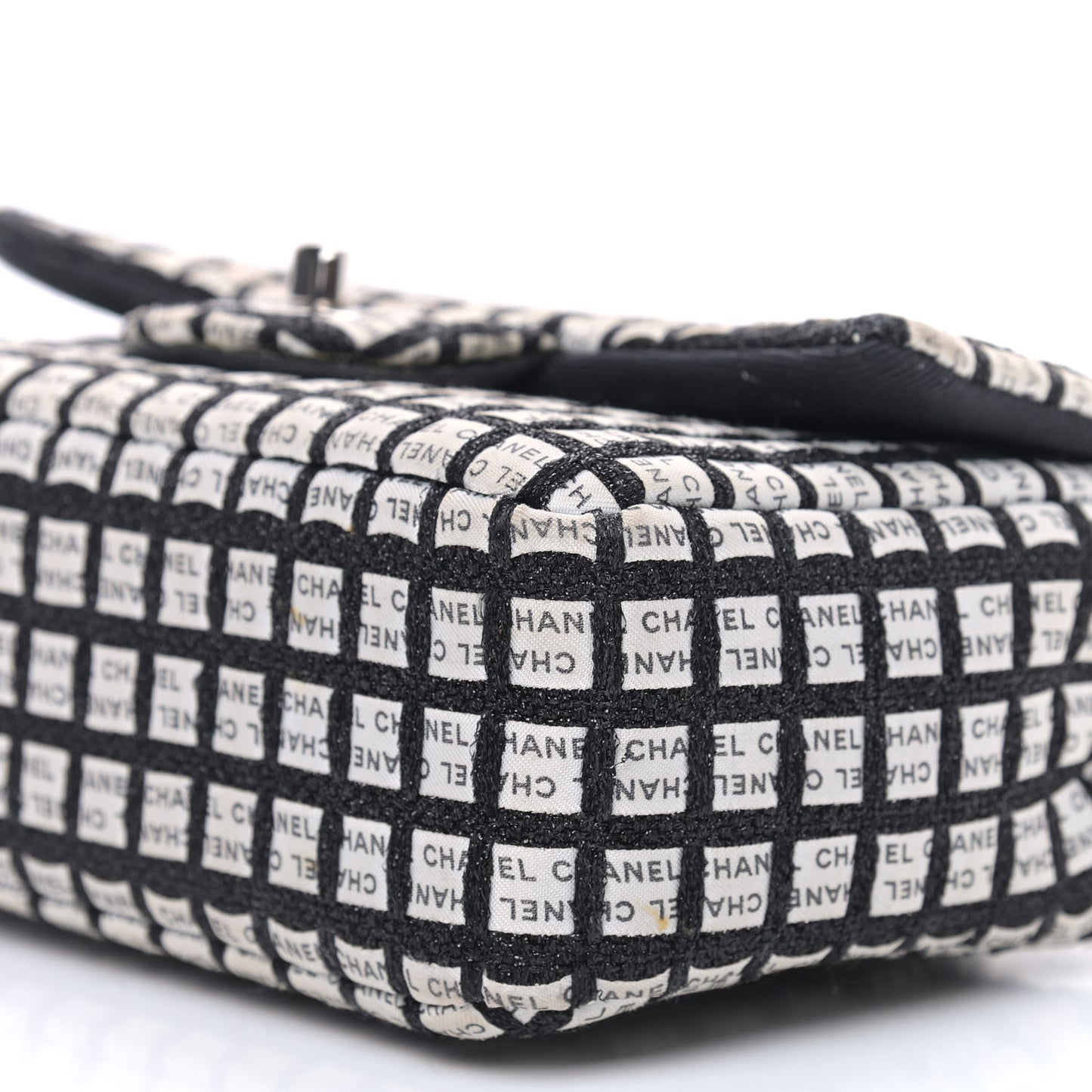 Ribbon Tweed Mini Rectangular Flap Black Ivory