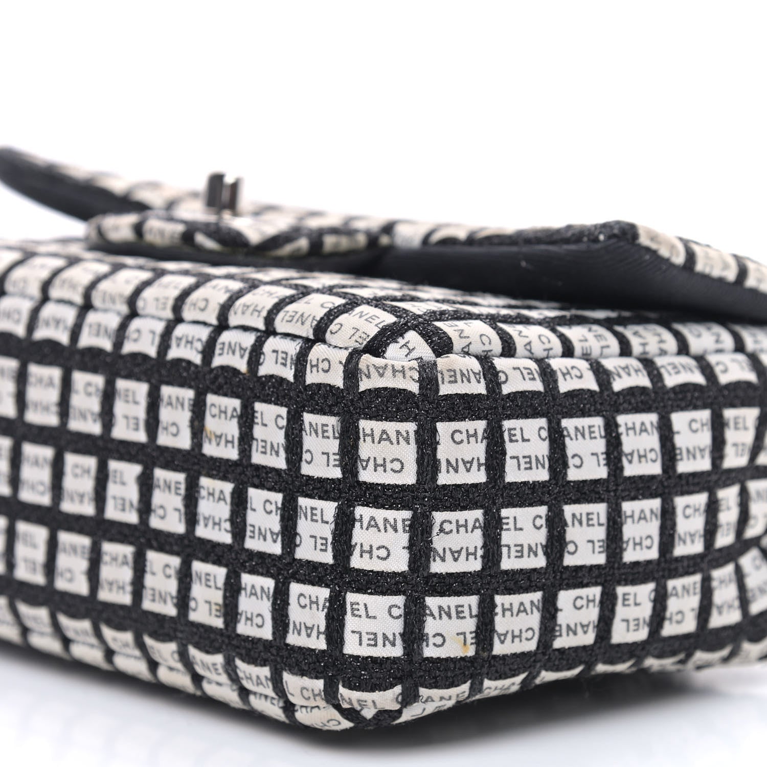 Chanel Ribbon Tweed Mini Rectangular Flap Black Ivory 8 of 8
