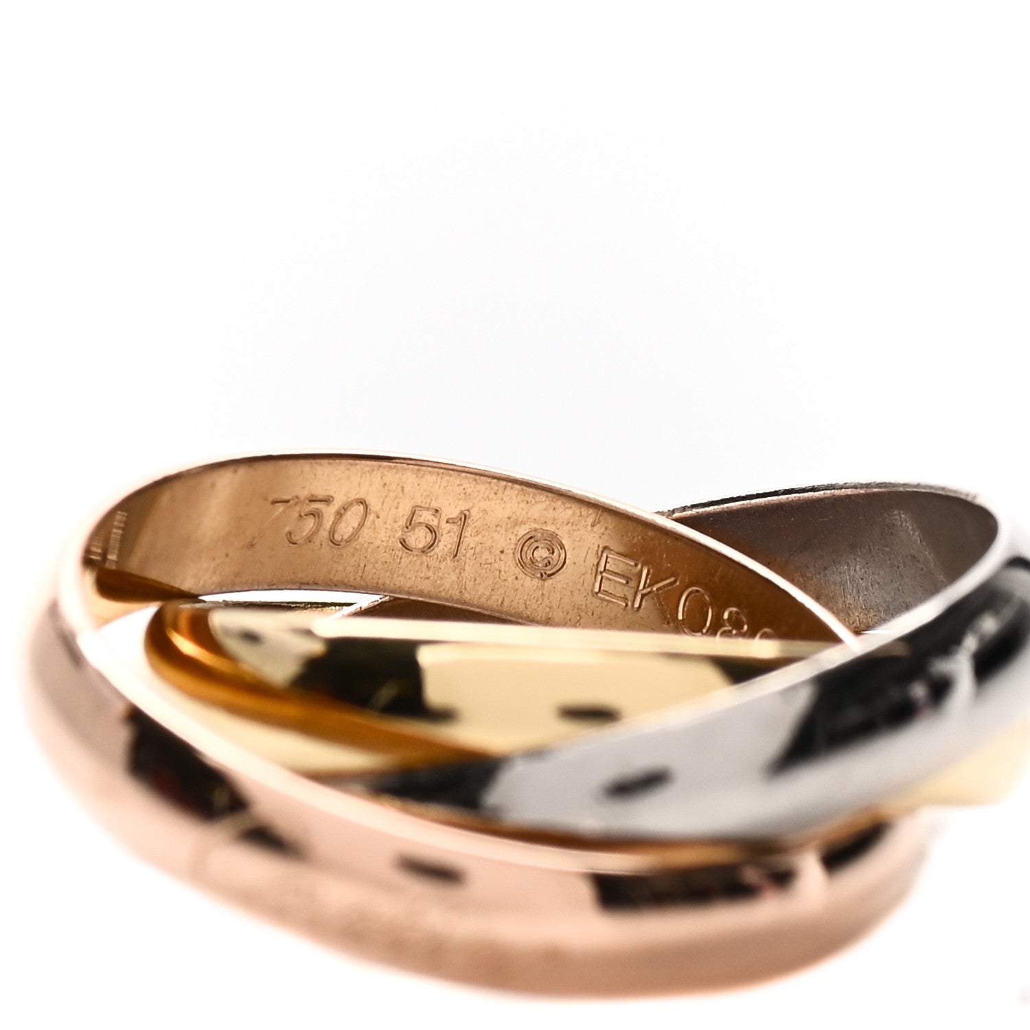 Cartier 18K Pink Yellow White Gold Classic Cartier Trinity Ring 51 5.75 4 of 5