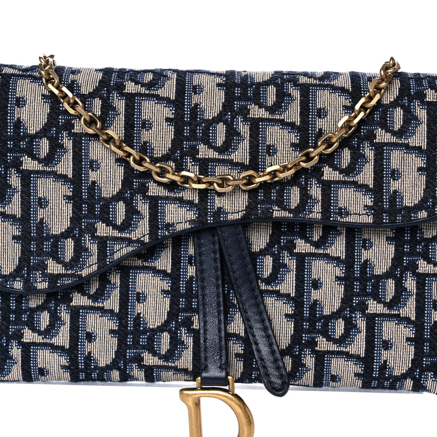 Oblique Saddle Chain Long Wallet Blue