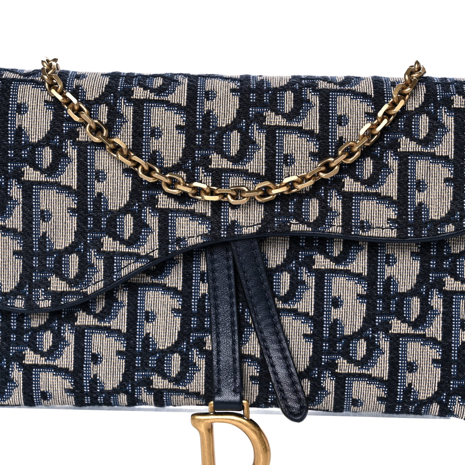 Christian Dior Oblique Saddle Chain Long Wallet Blue 10 of 10
