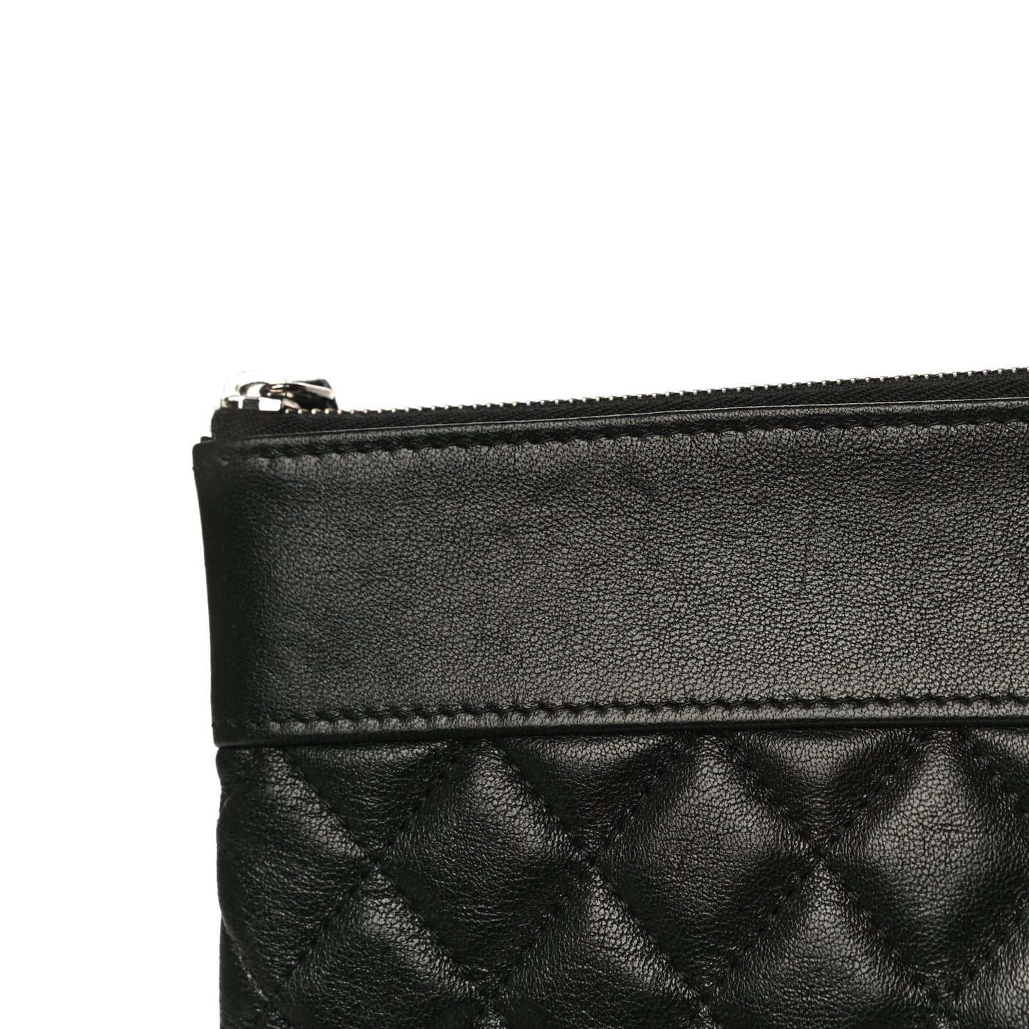 Sheepskin Quilted Medium Vintage Mademoiselle Cosmetic Case Black