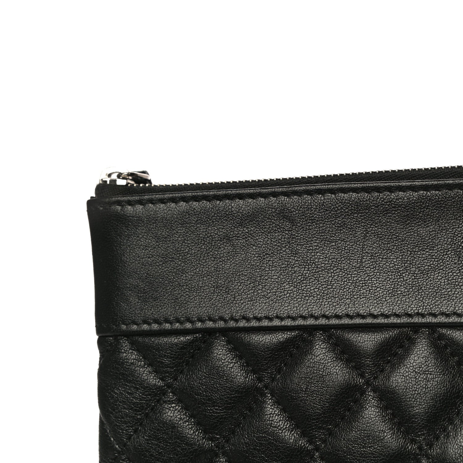 Chanel Sheepskin Quilted Medium Vintage Mademoiselle Cosmetic Case Black 12 of 14