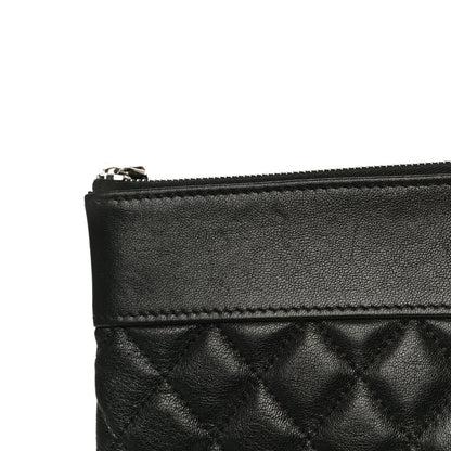 Chanel Sheepskin Quilted Medium Vintage Mademoiselle Cosmetic Case Black 12 of 14