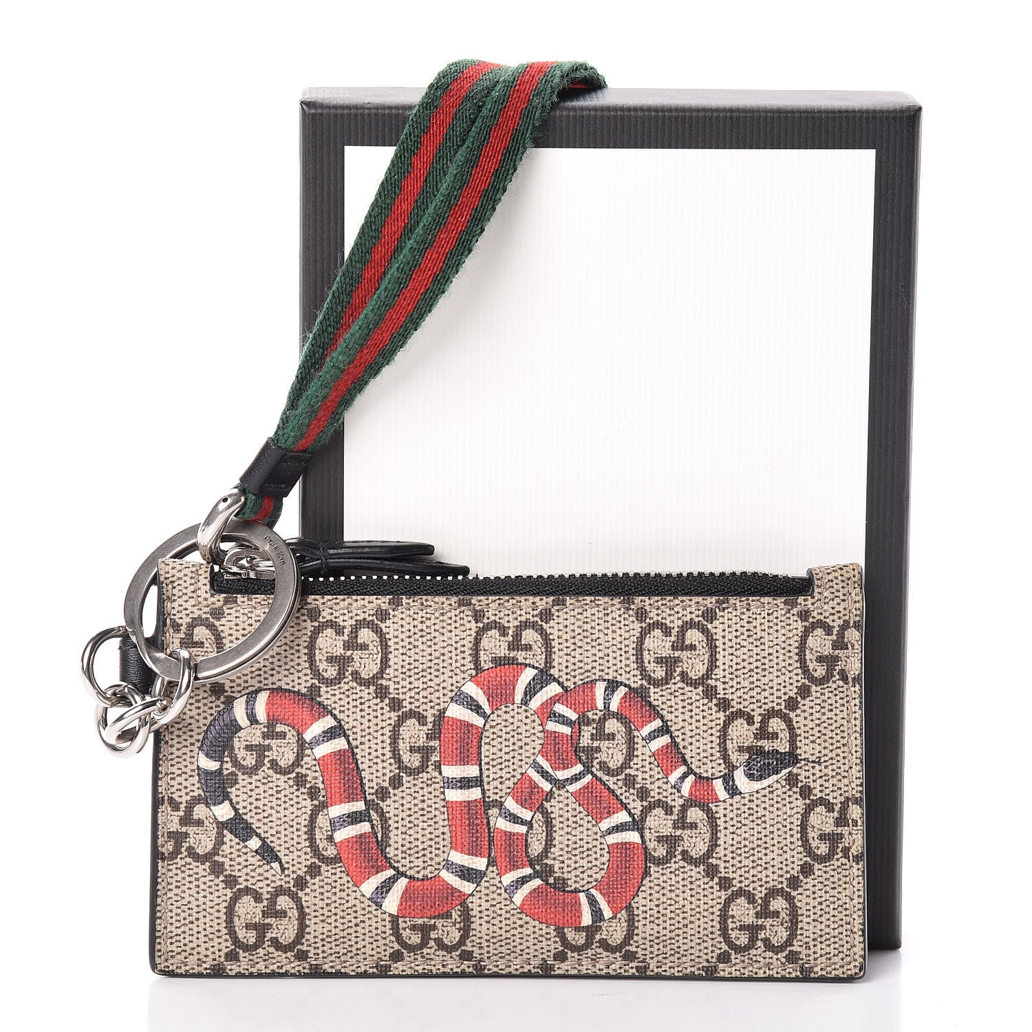 Gucci GG Supreme Monogram Kingsnake Lanyard Coin Case Card Holder 9 of 9