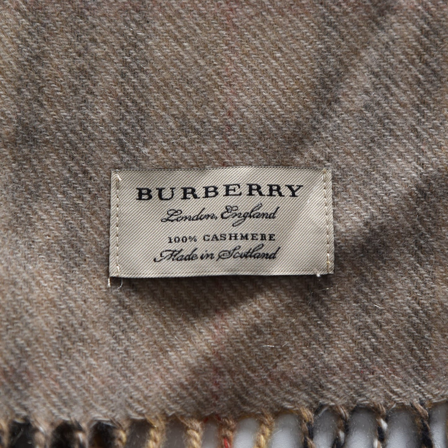 Cashmere Nova Check Fringe Scarf Camel