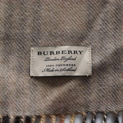 Burberry Cashmere Nova Check Fringe Scarf Camel 5 of 5