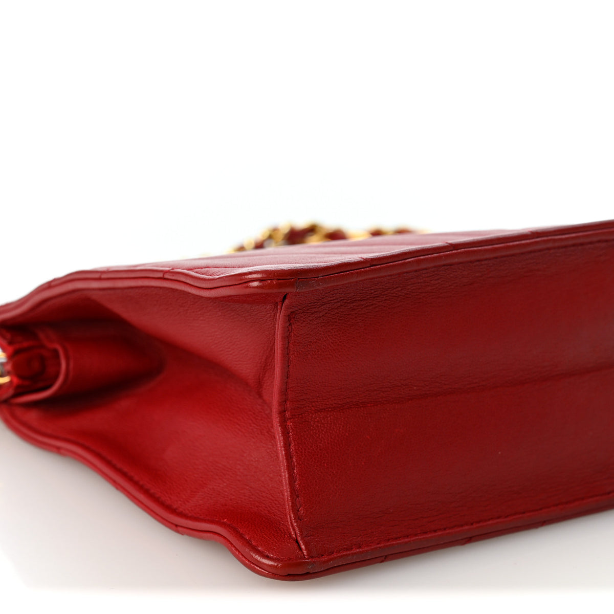 Chanel Lambskin Chevron Small Shoulder Bag Red 9 of 10