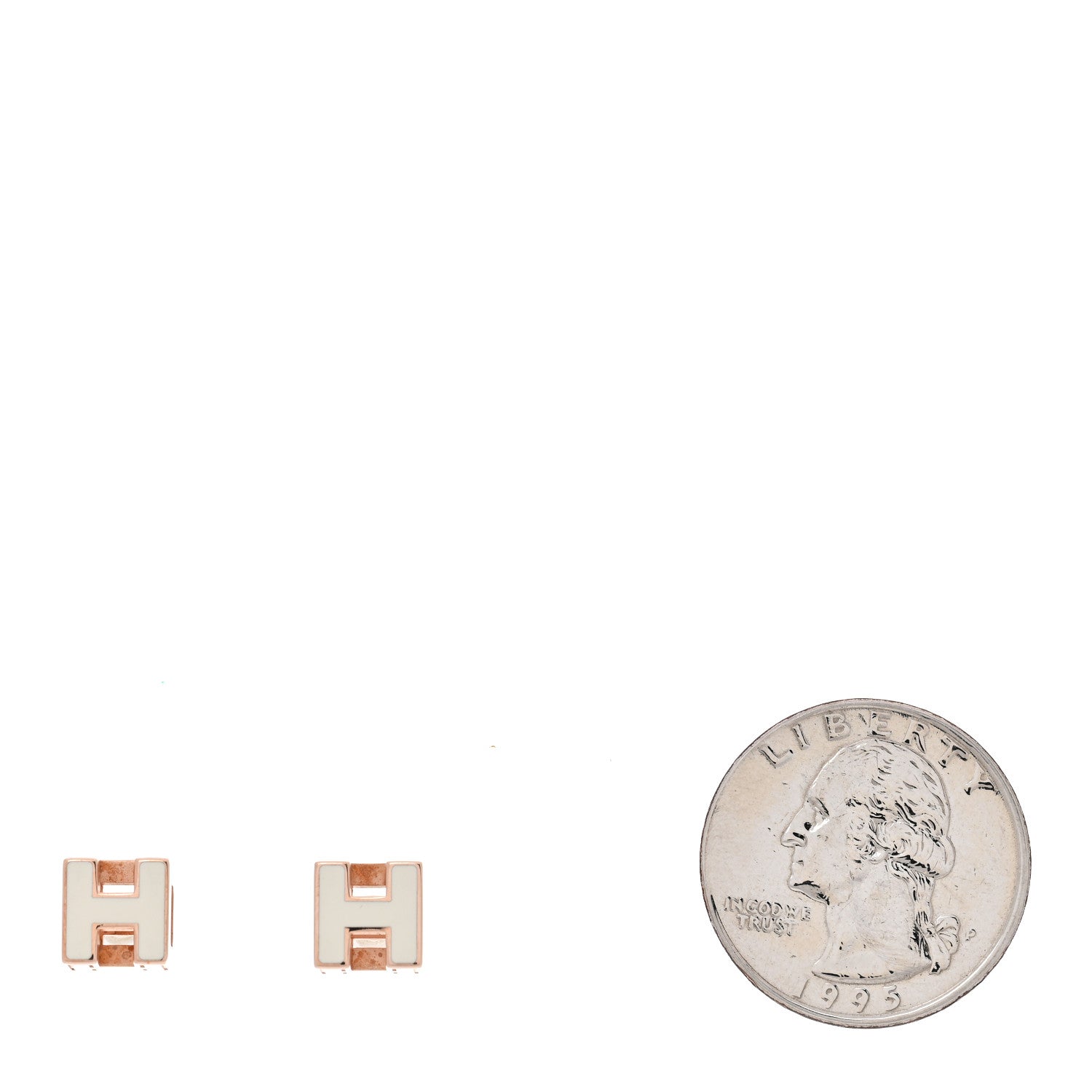 Hermes Rose Gold Lacquered Cage d'H Earrings White 2 of 5