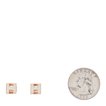 Hermes Rose Gold Lacquered Cage d'H Earrings White 2 of 5