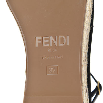Fendi Nappa FF Embossed Espadrille Platform Sandals 37 Black 7 of 12