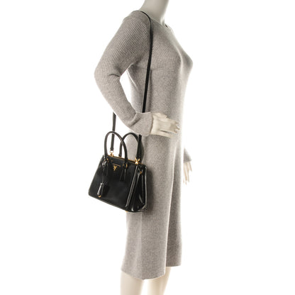 Prada Saffiano Vernice Mini Galleria Double Zip Tote Black 2 of 8