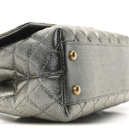 Chanel Metallic Caviar Quilted Mini Coco Handle Flap Silver 9 of 10