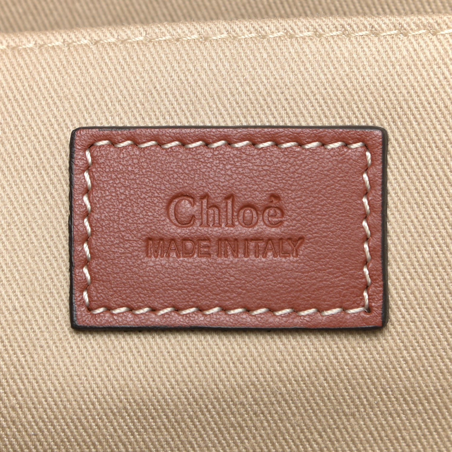 Chloe Cotton Calfskin Large Woody Ribbon Tote White Brown 6 of 12