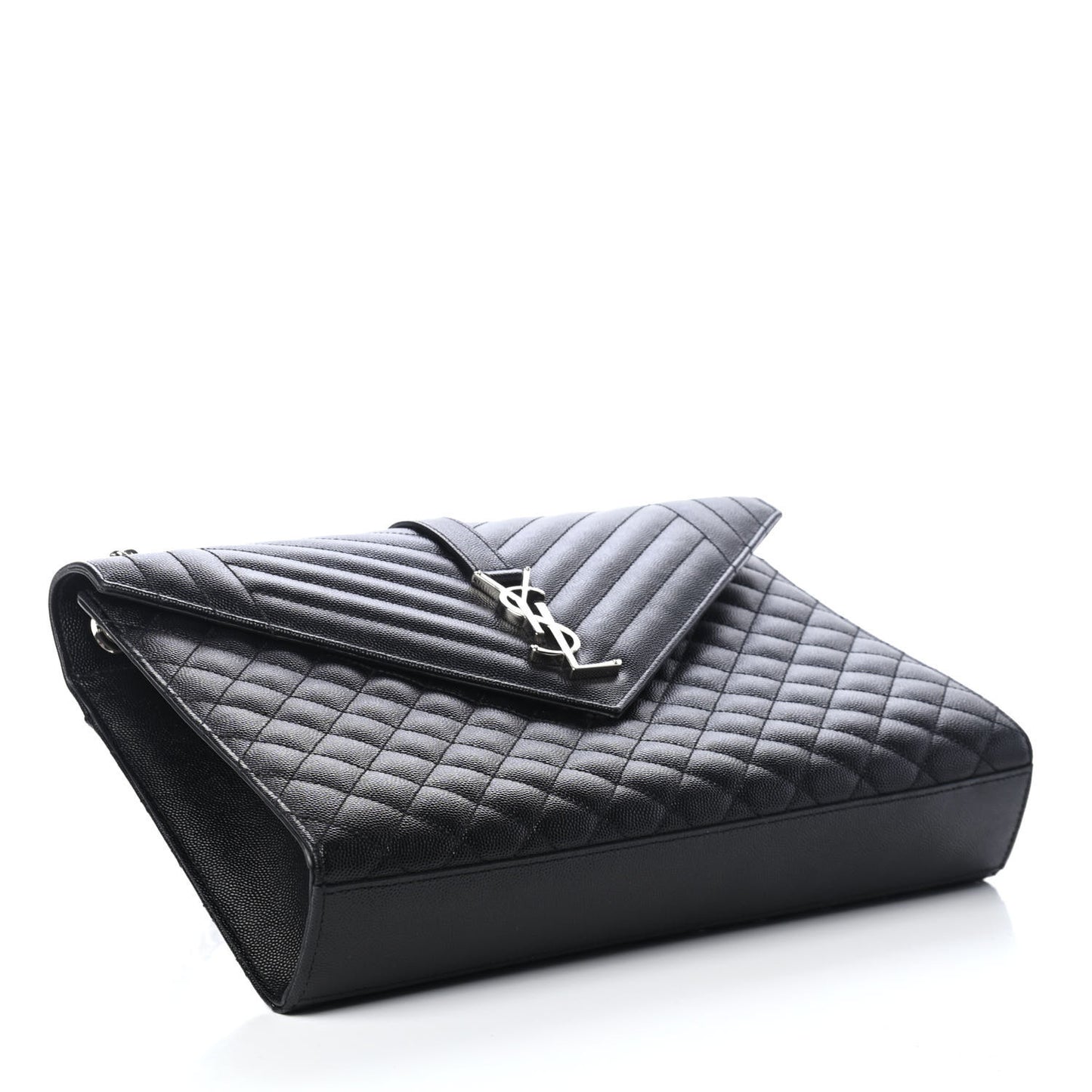 Grain De Poudre Textured Mixed Matelasse Large Triquilt Monogram Satchel Black