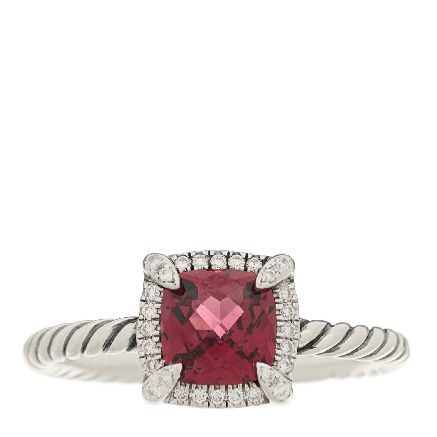 David Yurman Sterling Silver Diamond Garnet 7mm Petite Chatelaine Pave Bezel Ring 62 10 1 of 4