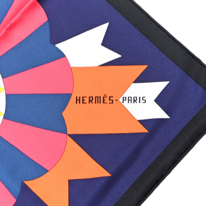 Hermes Silk Cheval De Fete Scarf 90 Indigo Jaune Vif Multicolor 3 of 6