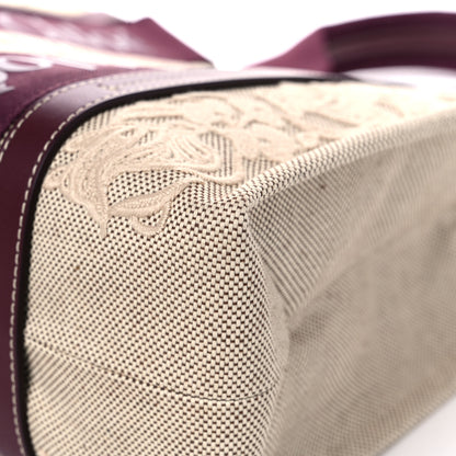 Chloe Cotton Calfskin Embroidered Medium Woody Ribbon Tote Burgundy 11 of 13
