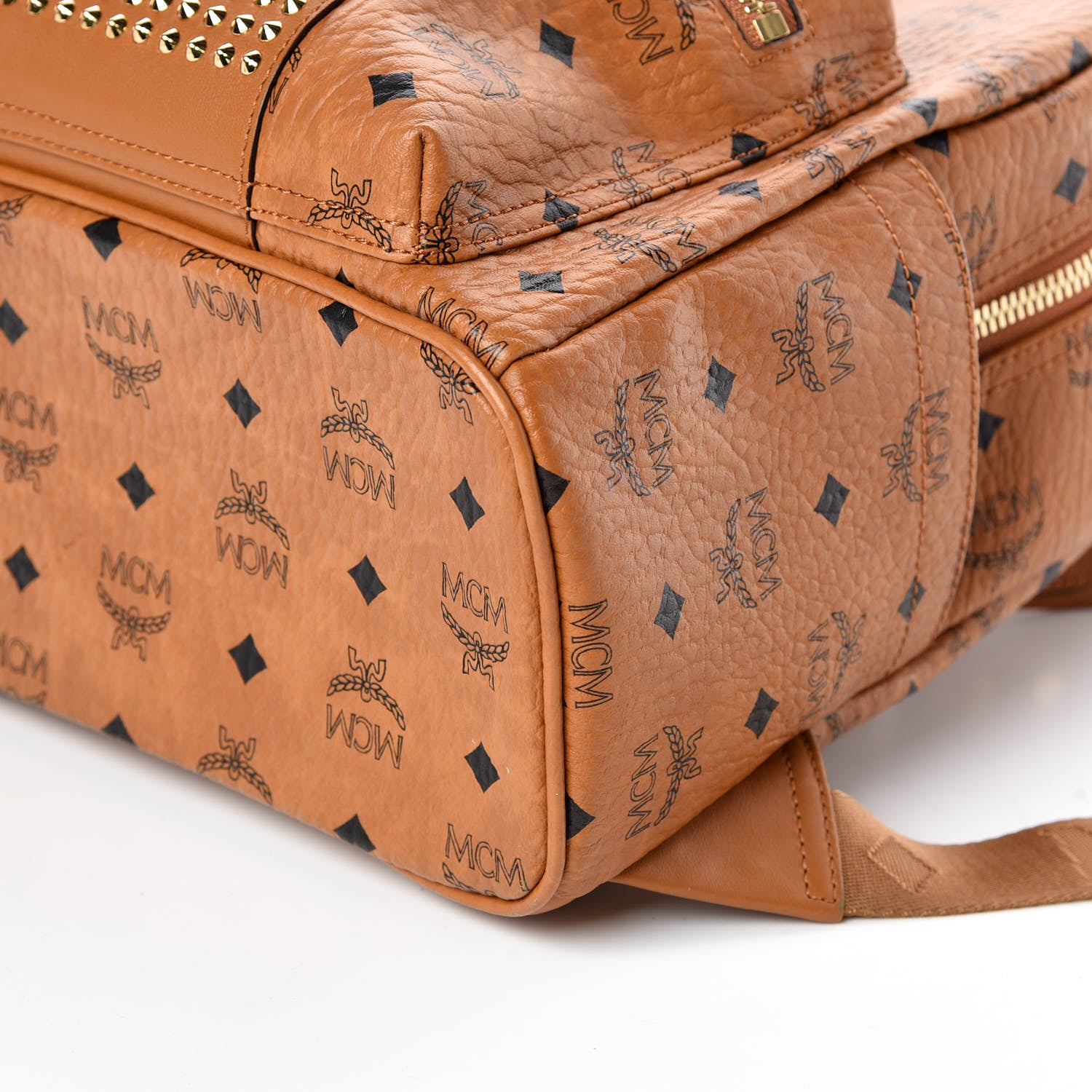 MCM Visetos Studded Stark Stripe Backpack Cognac 6 of 9