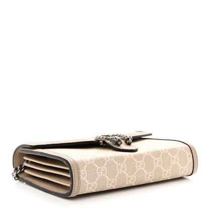 Gucci GG Supreme Monogram Textured Dollar Calfskin Mini Dionysus Chain Wallet Beige Mystic White Oatmeal 4 of 10