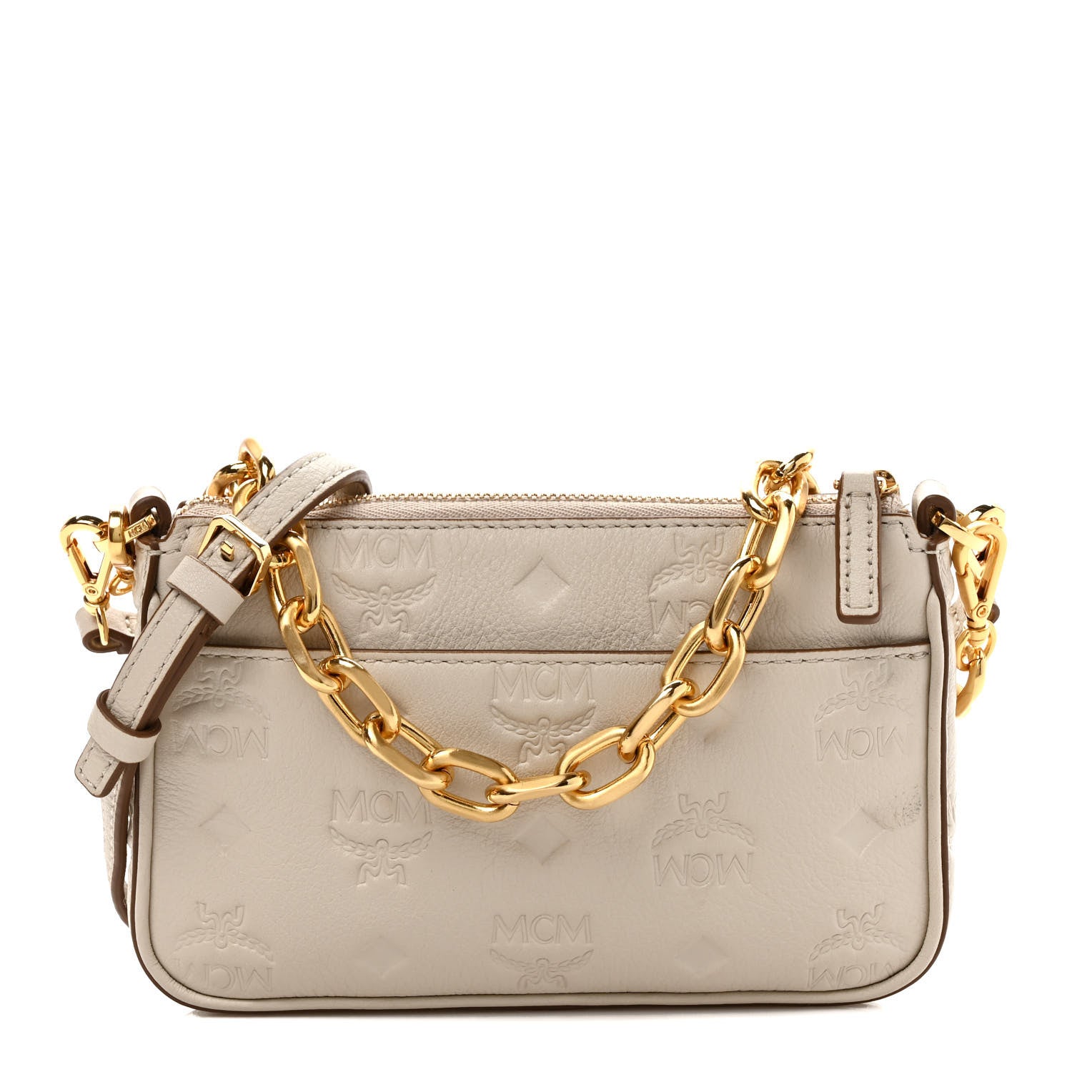 MCM Calfskin Ottomar Mini Aren Chain Crossbody Bag Oatmeal 1 of 8