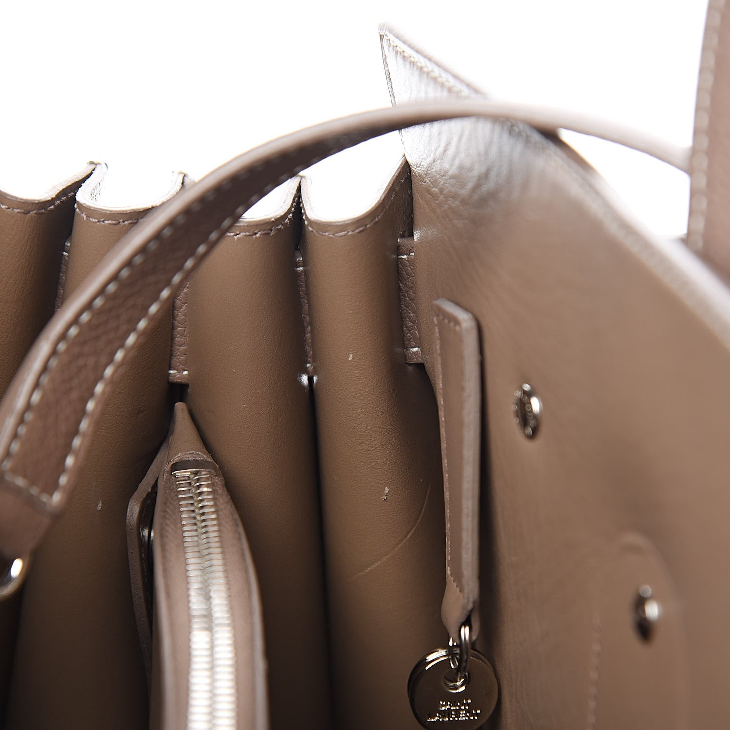 Saint Laurent Grained Calfskin Topstitch Small Classic Sac De Jour Taupe 8 of 13
