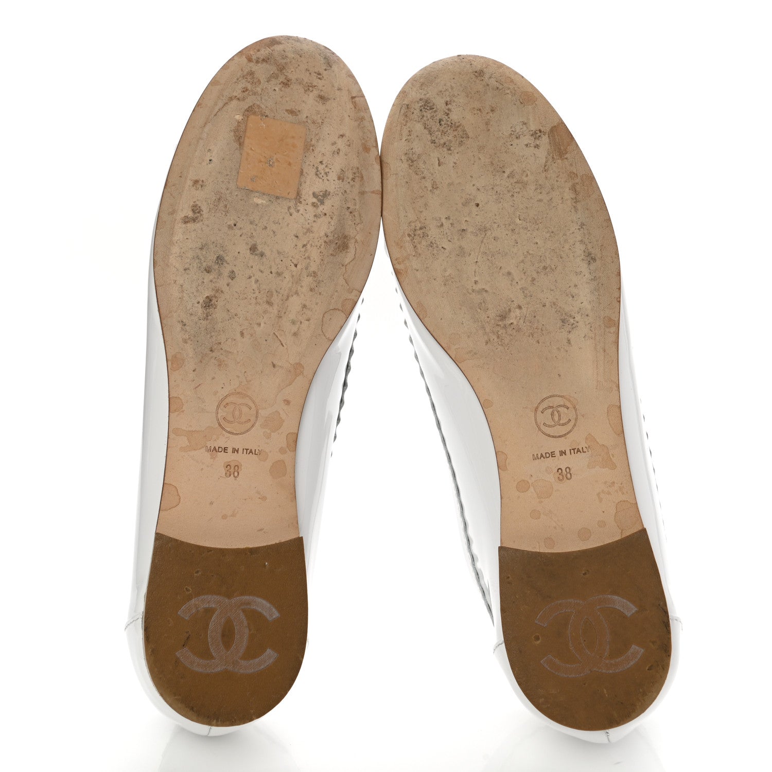 Chanel Patent CC Mocassin Loafers 38 White 5 of 9