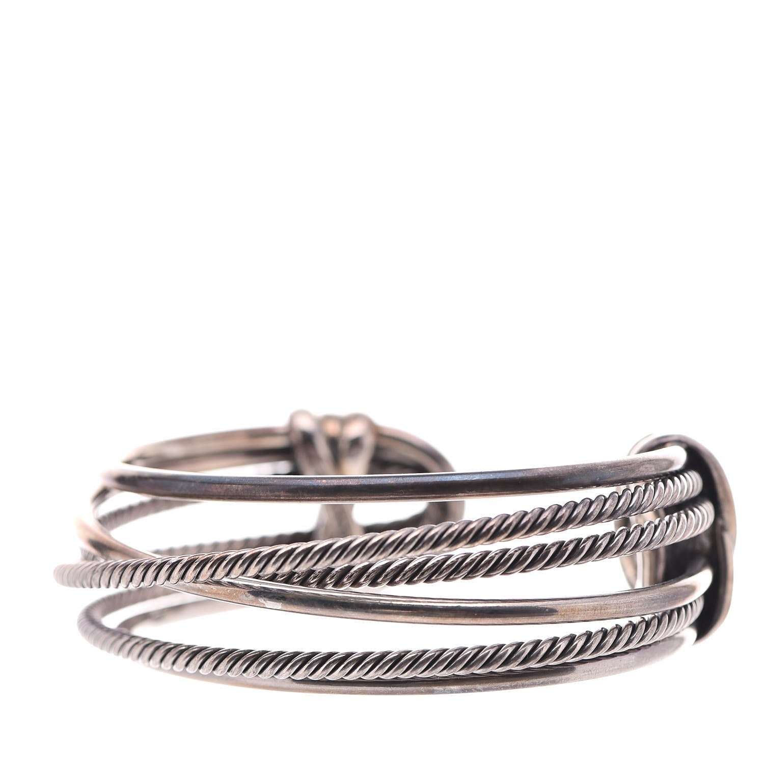 David Yurman Sterling Silver 24mm Crossover Four Row Cuff S 5 of 6