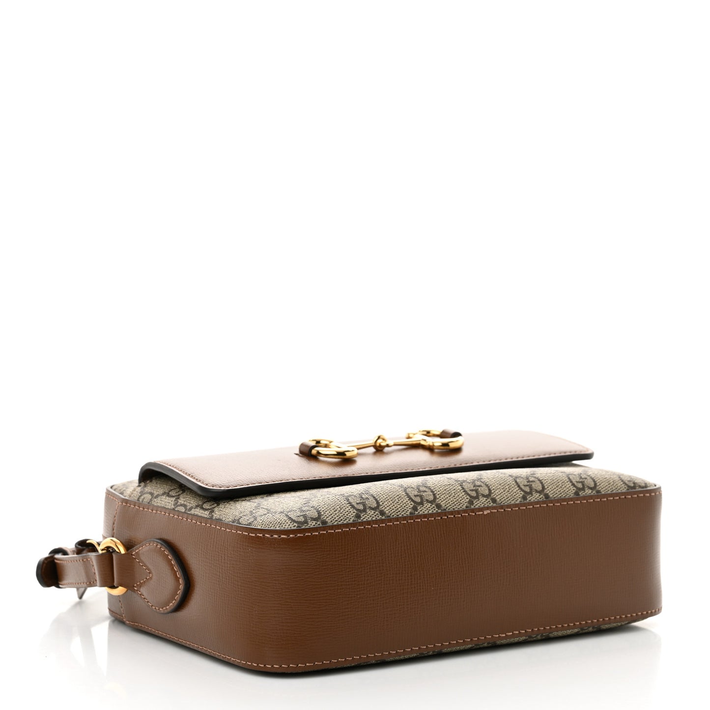 GG Supreme Monogram Small Horsebit 1955 Shoulder Bag Beige Brown Sugar