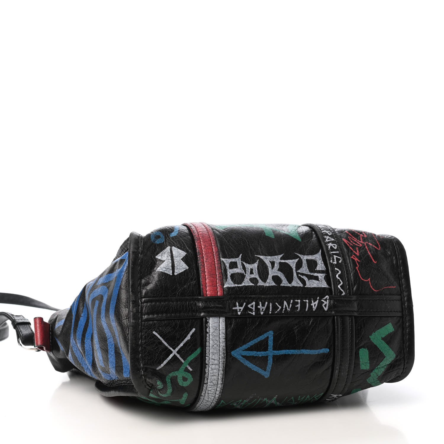 Balenciaga Agneau Arena Graffiti All Over S Bazar Shopper Tote Black Vert Rouge 3 of 4