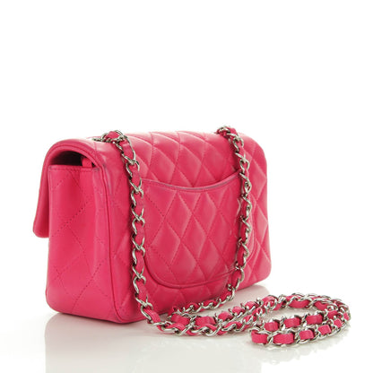 Chanel Lambskin Quilted Mini Rectangular Flap Dark Pink 3 of 10