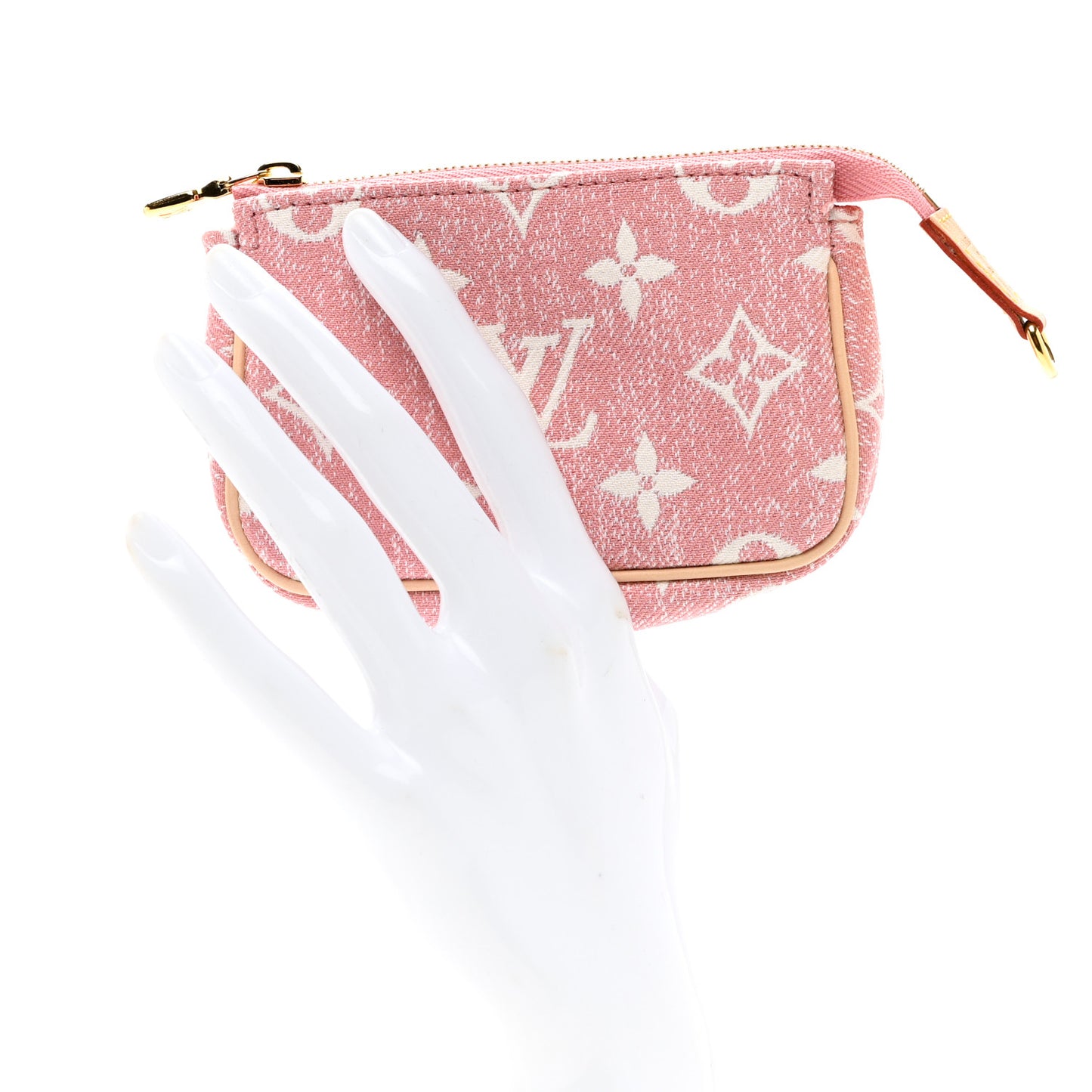 Denim Jacquard Monogram Micro Pochette Accessories Rose