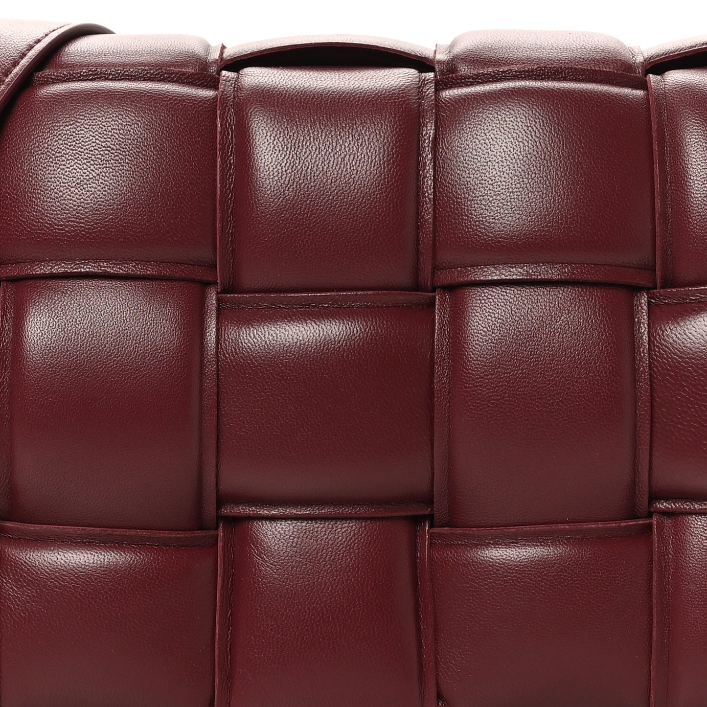 Nappa Maxi Intreccio Padded Cassette Crossbody Bag Dark Red